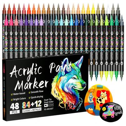 24-240 Colors Dual Tip Acrylic Marker Pen Set, Durable & Fade-Resistant, Suitable For Artists Painting, Illustration, Crafts, Coloring Books, DIY Projects On Paper, Fabric, Wood, Stone, Plastic, Glass, Ceramic, Pumpkin, For Students & Adults, Great Gift For Thanksgiving, Halloween, Christmas