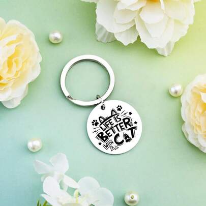 1pc Cute Cat Keychain For Birthday Graduation Halloween Black Cat Christmas Gifts For Women Girls Teens Friend Crazy Cats Lady Gifts