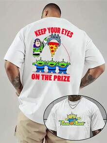 Disney Officially Authorized! Toy Story Alien "Daaaaaad" Funny Stalk Double-Sided Pattern, Short-Sleeved T-Shirt Is Unisex In Summer, Casual Wear, Birthday Gift, Everyday Wear, Regular Version. - trắng - Xem 1