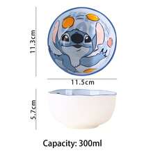 Disney Bộ bát cơm và bát súp bằng gốm hình Stitch, bộ đồ ăn hoạt hình dễ thương, bộ quà tặng gia dụng chất lượng cao. - Nhiều màu - Xem 14
