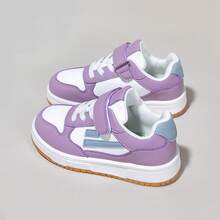 1 Pair 2026 New Children's Hook And Loop Sneakers, Casual Kids Shoes With Both Fashionable Design And Practicality - Pink and Purple - View 3