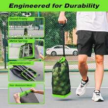 Lightweight Tennis Ball Hopper Holds 50+ Tennis Balls or 40+ Pickleballs Durable and Portable Adjustable Tennis Ball Picker Great for Hard Court Clay Grass Car Trunk - Amarillo - Ver 6