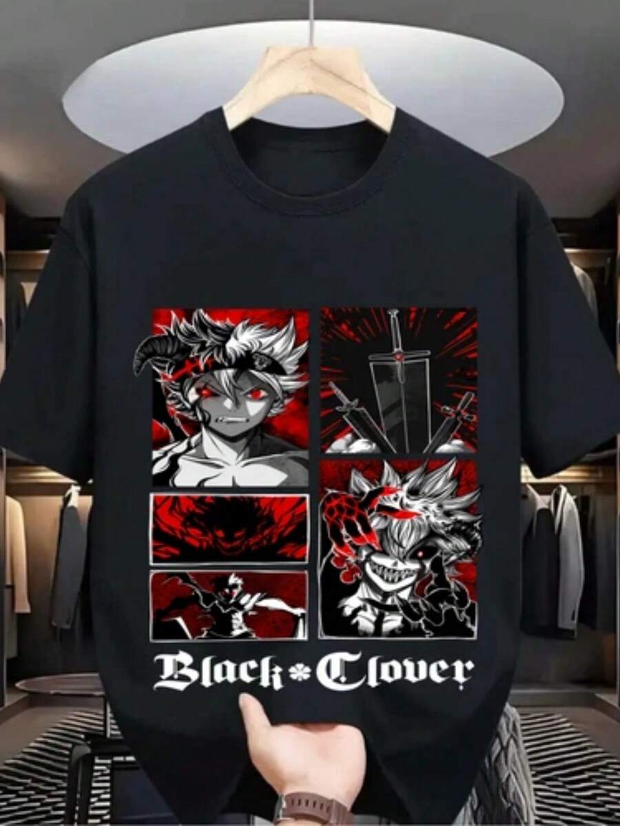 Clover Asta Yuno Anime Manga Tshirt Anime Manga  Shirt All Size (3) - 黑色 - 查看 1