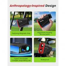 Golf Rangefinder with Slope and Magnet 1300 Yards Range Finder for Golf Flag Locking Vibration 6-6.5X Magnification and HD LCD Rechargeable Golf Range Finder Black - 800 yardas - Ver 7