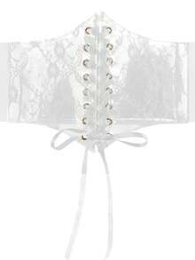 1件装女士白色蕾丝束腰带，性感宫廷风，适合万圣节派对或日常通勤 - 白色 - 查看 8