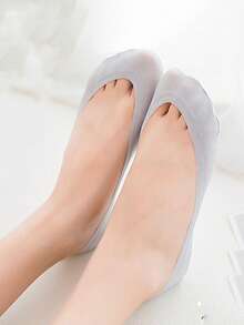 1/5/10 Pairs Women's Silicone Non-Slip Invisible Boat Socks, Ultra-Thin Seamless Shallow Mouth Boat Socks, Ice Silk Boat Socks For Summer - Multicolor - View 6