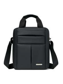 1pc Black Fashionable Briefcase, Minimalist Stylish Business Backpack - Rectangle - View 3