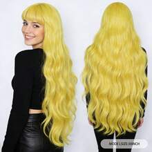 Stylish Women's Orange Silver-Gray Yellow Pink Purple Long Wavy Wig With Bangs | Cosplay & Daily Wear Synthetic Heat Resistant Hair Natural Looking Friendly Wig For Holiday Party & Events | Extra-Length Fluffy Curly Wig - Multicolor - View 5