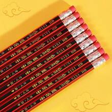 6pcs HB Wooden Pencils With Erasers, Red/Yellow Hexagon Wooden Pencils With Sharpeners, Stationery Supplies For Drawing, Sketching, Learning Rewards - Multicolor - View 4