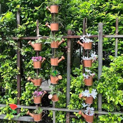 金属雨链，带S形挂钩 - 适用于花园和露台的装饰性导水装置，无需工具即可轻松安装，户外植物浇水系统，花园浇水，露台浇水，光滑金属表面，坚固耐用