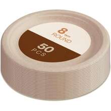 [3/25/50pcs] Thick Compostable Paper Plates 8 Inch, Heavy Duty Paper Plates Made Of Natural Sugarcane Fiber, Unbleached Brown, Round - Brown - View 8