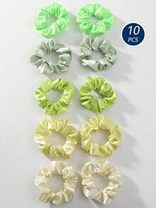 10pcs/Set Colorful Fabric Scrunchies, Stretchy Hair Ties, Versatile Hair Accessories, Suitable For All Seasons Scrunchy Hair Ties Ponytail Holders,Summer,Holiday,Travel - Multicolor - View 20
