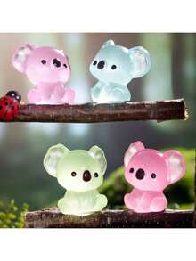 6pcs Luminous Mini Resin Koala Figurines, Suitable For DIY Gardening Micro Landscape Aquarium Plant Decor Party (Random Colors), Resin Animal, Koala, Mini Animal - Multicolor - View 10