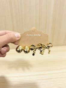 4-16pcs Gold Butterfly, Plum Blossom, C-Shape Earring Set, Suitable For Daily, Date, Vacation, Holiday Wear - Gold - View 5