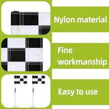 6 Pcs Checkered Golf Flags 8x6 Inch 420D Nylon Portable Training Target Flag with Tube Inserted Mini Practice Putting Green for Garden Yard Indoor Outdoor Black and White - En blanco y negro - Ver 4