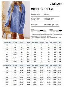 Acelitt Vestido de suéter oversize con hombros caídos, textura de punto y unicolor para mujer en otoño/invierno. Pedir una talla menos. - Azul - Ver 6