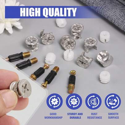 Conector 3 en 1, rueda excéntrica de hierro para puerta de gabinete, conector de desmontaje y fijación