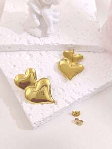 Stainless Steel Gold Earrings Set For Women, 4/6/8/10 Pairs Hypoallergenic Cute Bow Geometric Heart Studs Jewelry Gifts For Mother's Day - Multicolor - View 8