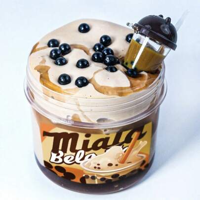 6盎司+1盎司浓稠泥浆，玩具食物模拟系列 - 珍珠奶茶，ASMR 泡泡泥，柔软减压玩具