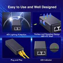 MokerLink Inyector PoE de 2.5 Gigabit 802.3af/a 30W 2.5G/1G/100M Ethernet Plug and Play adaptador no PoE a PoE distancia de hasta 100 metros 333 pies - como en la foto - Ver 6