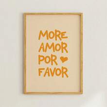 1件“Amor Por Favor”西班牙语爱情语录帆布墙画，情人节礼物，时尚女孩艺术品，励志语录艺术，家居装饰，墙面挂饰 - 彩色 - 查看 3