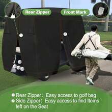 Golf Cart Cover 4 Passenger Outdoors 420D Waterproof Golf Cart Covers extended roof with Zipper Universal Compatible with EZ-GO Club Car  Golf Cart heavy duty - Negro - Ver 3