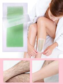 72/36/18片装绿色芦荟、玫瑰、柠檬、海蓝色脱毛蜡纸，身体脱毛蜡纸，简单温和的面部脱毛蜡纸套装，即用型面部眉毛、唇毛、胡须、脸颊脱毛小蜡纸 - 彩色 - 查看 4