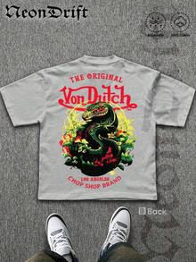 Summer Tops2026NeonDrift Double-Sided Printing Men's T-Shirt Men's Short-Sleeve T-Shirt100% Cotton Fabric Soft & Skin-Friendly Unisex Style Gifts For Spring Festival, Valentine's Day, St. Patrick's Day & World Cup-Van Dutch Dragon Print Men T Shirt Classic Americana Style Graphic Tee Streetwear Fashion Casual Wear For Car Enthusiasts And Vintage Culture Loverssummer Clothes - 淺粉色 - 查看 9