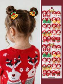 10/20 piezas Scrunchies navideños para niñas con elementos de Papá Noel/Árbol de Navidad/Muñeco de nieve/Campana, accesorios para el cabello lindos, diademas, bandas elásticas de alta elasticidad, sin daño al cabello - Multicolor - Ver 1