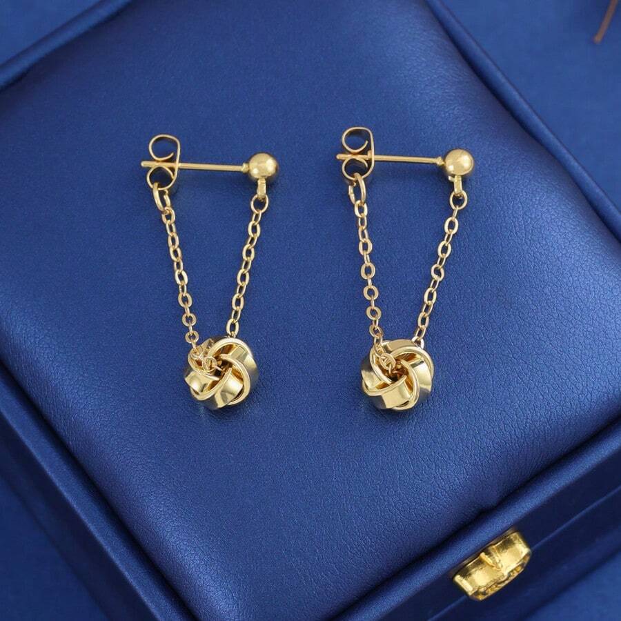 1 par de pendientes elegantes de gota de agua negra con borlas de cadena larga, diseño exclusivo de alta gama, adecuados para banquetes y fiestas - negro dorado - Ver 1