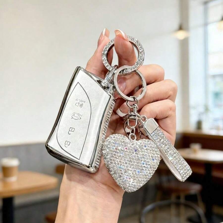 [ Side Diamonds ] 4 Buttons TPU Car Key Case Cover Shell Fob For Lexus ES200 / ES250 / ES300h / ES350 RX300 / RX350 / RX450h NX260 / NX350 / NX350h UX200 / UX250h IS300 / IS350 RC300 / RC350 LS500 / LS500h GX460 TX - Style 16 - View 1