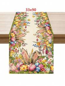 1 قطعة من زينة طاولة عيد الفصح بأذنين أرنب وبيض وأزهار برية، ديكور للطاولة في الحفلات والمنزل والمطبخ والمائدة في المناسبات العطلات - متعدد الألوان - مشاهدة 12