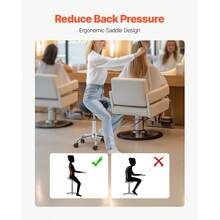 Taburete Giratorio de Altura Ajustable de 55-71 cm, Carga de 204 kg, Taburete de Trabajo, Silla de Montar Giratoria Ergonómica de Cuero de PU Engrosada para Salón Spa Clínica de Masaje, Negro - 55-71 centímetros - Ver 5