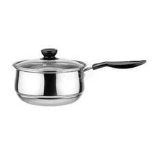 Olla de acero inoxidable de doble fondo, olla para sopa, utensilios de cocina multiusos no magnéticos, sartén antiadherente, olla usada para cocina de gas, olla caliente JVZK - 24 cm, dos asas - Ver 6