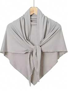 1pc Women's Soft & Comfortable Brown Jersey Hijab, Easy To Wear Muslim Headscarf - Multicolor - View 7