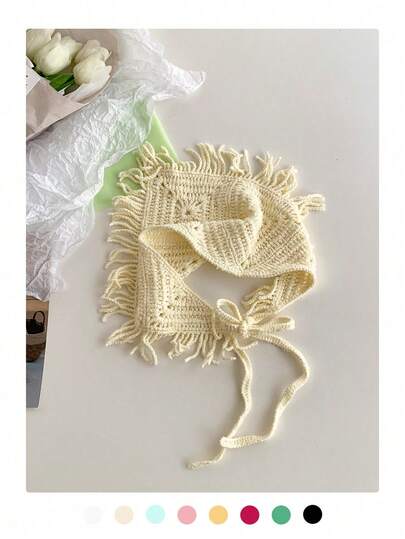 Handmade Vintage French Style Floral Triangle Scarf, Sweet Sunscreen Headwear For Summer Outings And Photography, Cute Flower Headband, Countryside Style Headscarf, Versatile Waist Sash For Jeans