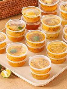 50个一次性调味杯，塑料酱料杯，透明一体式调味容器，适用于酱料、酸奶、布丁、外卖、旅行、派对用品 - 透明 - 查看 5