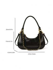 Korean Style High-Quality Minimalist Crescent Underarm Bag, New Luxury Niche Fashion Retro Versatile Commuter Shoulder Crossbody Bag - Black - View 9