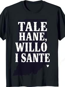 Indiana Outline Graphic  T-Shirt With 'Tale Hane Willo Isante' Design - 黑色 - 查看 1