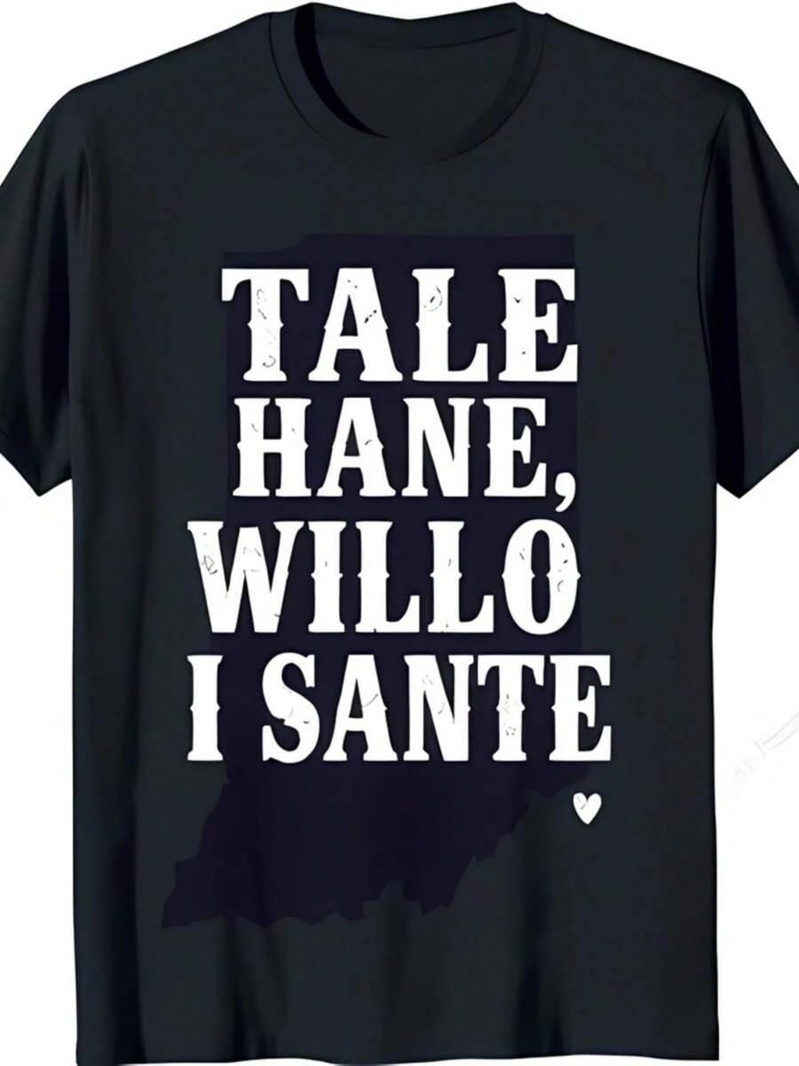 Indiana Outline Graphic  T-Shirt With 'Tale Hane Willo Isante' Design - 黑色 - 查看 1