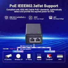 MokerLink Inyector PoE de 2.5 Gigabit 802.3af/a 30W 2.5G/1G/100M Ethernet Plug and Play adaptador no PoE a PoE distancia de hasta 100 metros 333 pies - como en la foto - Ver 4