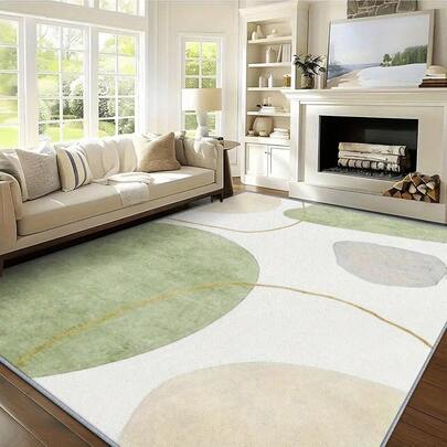 1pc New Natural Style Beige, Light Green, Light Brown, Light Gray Asymmetrical Soft Color Block Pattern Rug. Velvet Fabric Weighs Approx. 850g, Thickness Approx. 0.6cm. The Rug Is Wear-Resistant, Anti-Slip, And Easy To Clean. Available In Multiple Sizes. Suitable For Kitchen/Living Room/Dining Room/Bedroom/Balcony/Bathroom/Study And Other Scenarios. The Perfect Choice For Home Decor.
