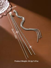 New In 2026 Sparkling Long Crystal Tassel Golden Earrings, Women's Exaggerated Long Chain Drop Earrings, Party & Night Event Theme Earring - Gold Earrings - View 8