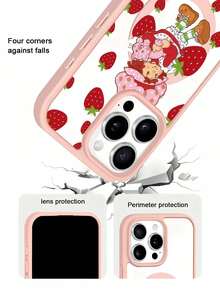 Magnetic Sweet Retro Strawberry Doll Pink Cute Phone Case  Forros Para It Is Compatible With Galaxy Models Including Compatible For Galaxy S25ultra, S24, 24 Ultra S23, S22, S21 PLUS, FE And Ultra,Galaxy A33 Compatible With For Iphone17 Pro Max, 16e, 15, 14 And 13. It Makes A Perfect Gift For Birthdays, Holidays, New Year And Valentine's Day.Valentines Day Good Valentines Gifts - 粉色 - 查看 7