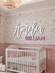 1件定制木质姓名牌，定制木质婴儿房姓名牌，宽度10-120厘米（4-48英寸），字体颜色可选，3D效果，简约时尚可爱波西米亚风格，房间装饰，定制木质字母，定制木质标牌，婚礼字母装饰，定制字母墙面装饰，定制派对装饰，适用于家居装饰、墙面装饰、卧室、客厅、派对、婚礼装饰 - 彩色 - 查看 5