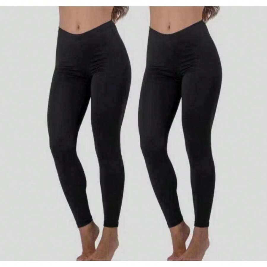 KIT 2 Calça Ánagua Feminina Evita Atrito Segunda Pele Moda Feminina Tendencia Gringa - preto/preto - Visão 1