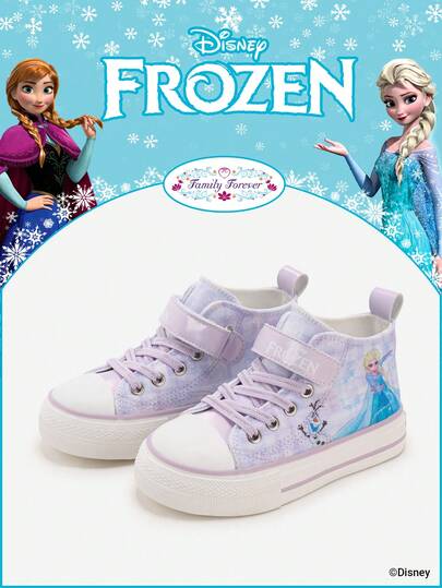 Disney 1 par de zapatos deportivos para niños en colaboración autorizada de Frozen, que incluye zapatos deportivos de la Princesa , la Princesa Anna y la Princesa de Arendelle, adecuados para uso diario, deportes de vacaciones y exteriores. Suela cómoda, antideslizante y transpirable.