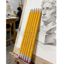 6pcs HB Wooden Pencils With Erasers, Red/Yellow Hexagon Wooden Pencils With Sharpeners, Stationery Supplies For Drawing, Sketching, Learning Rewards - Multicolor - View 10