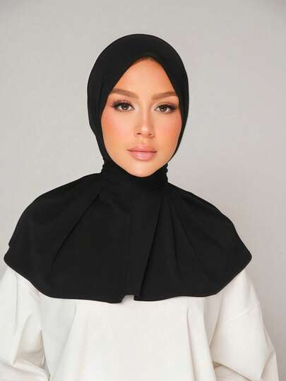 Șapcă Hijab 1 buc, pentru femei, Orientul Mijlociu, Arab Dubai Turcia, culoare solidă, clasic, minimalist, casual, elegant, moale, respirabil, confortabil, cu bor lung, 2 în 1, eșarfă turban, Jersey Hijab, potrivită pentru viața de zi cu zi, festivaluri, întâlniri, cult