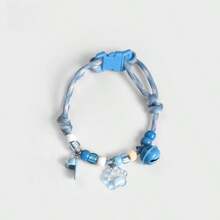 Anti-Lost Bell Pendant Accessory, Lace Embroidered Cat Collar, Pet Necklace - Cadet Blue - View 4